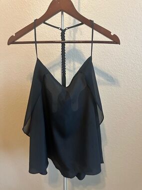 BCBGeneration Black Braided-Back Chiffon Cami